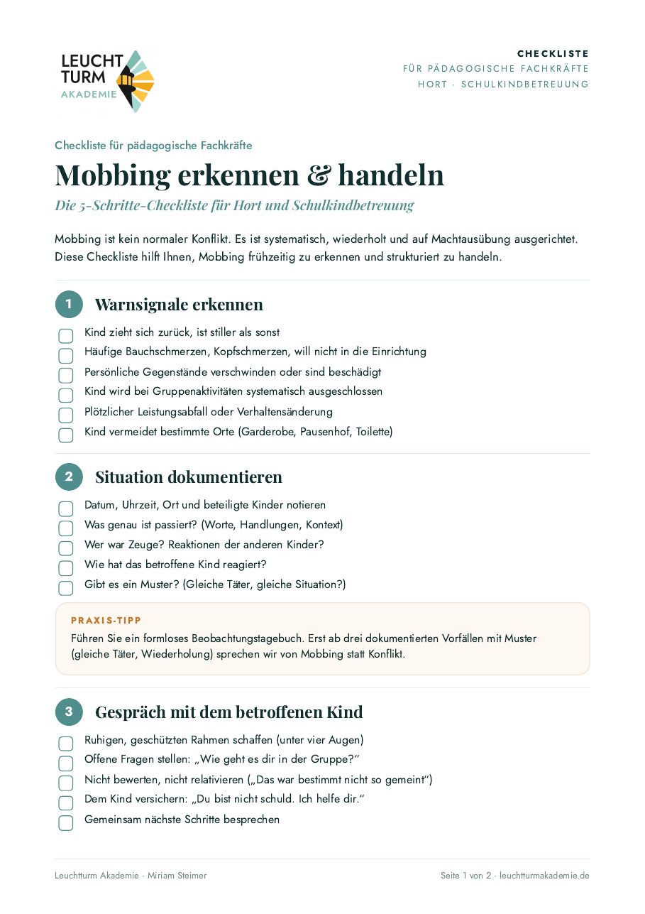 Seite 1 der Mobbing-Checkliste